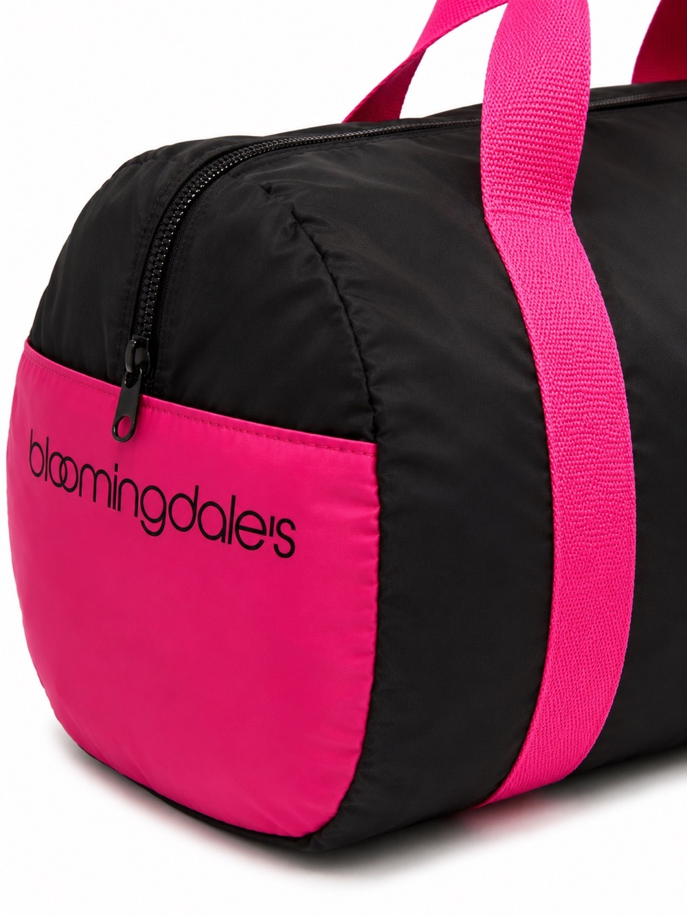 Pink Black Duffel Gym Travel Bag Bloomingdale’s Weekender Carry On - Picture 7 of 14